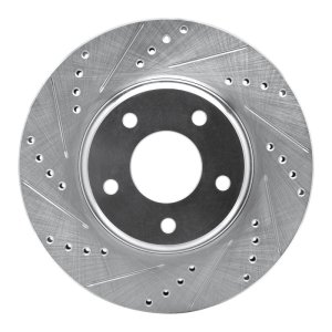 Infiniti I35 Brake Rotor (1) - Front Left - R1 Concepts - Drilled & Slotted - Silver - `02-`06